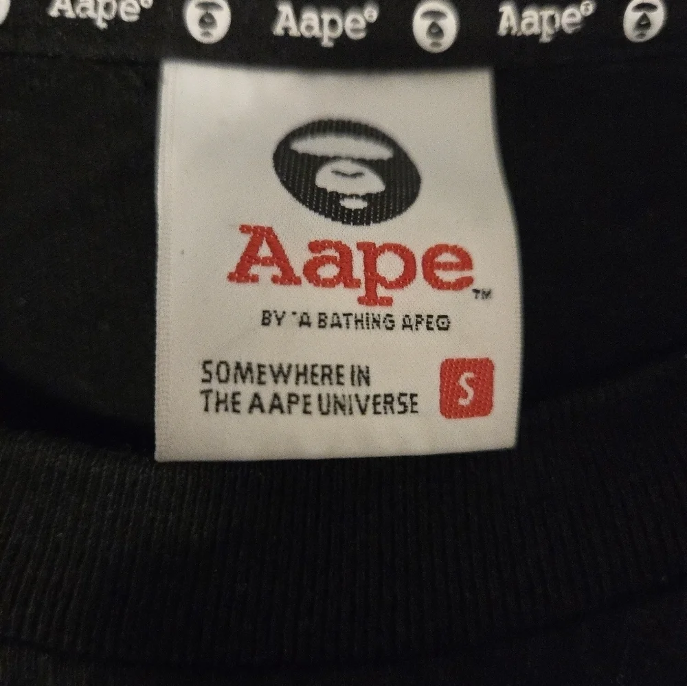 AAPE by A Bathing Ape Black 'AAPE Universe' T Shirt Mens Size Small Authentic